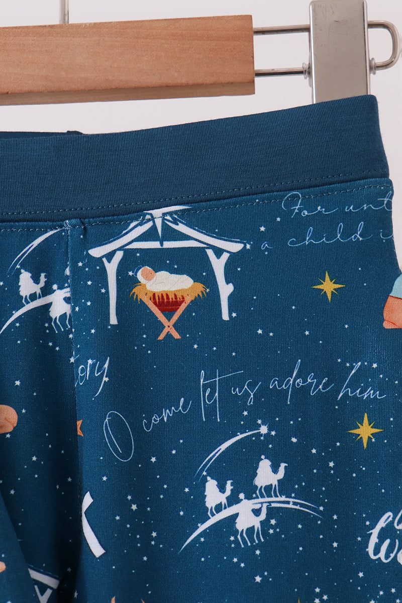 Navy Nativity Bamboo Pants Set - Aaria Tees Aaria Tees