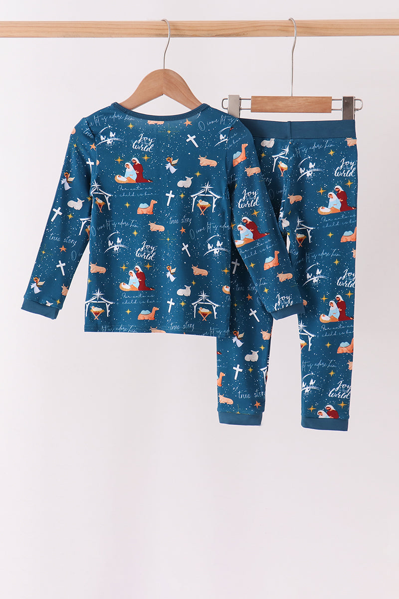 Navy Nativity Bamboo Pants Set - Aaria Tees Aaria Tees