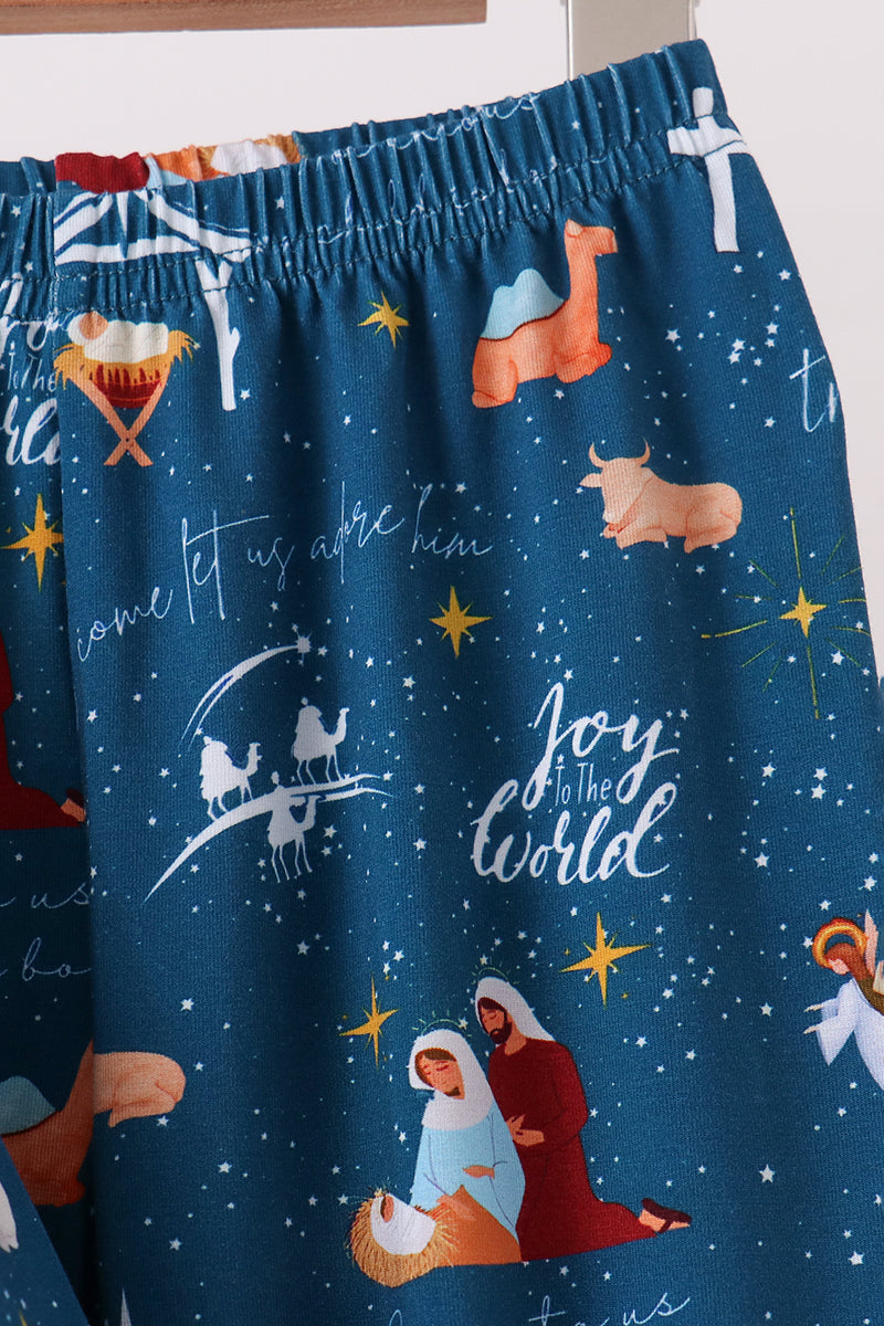 Navy Nativity Bamboo Pajama Set - Aaria Tees Aaria Tees
