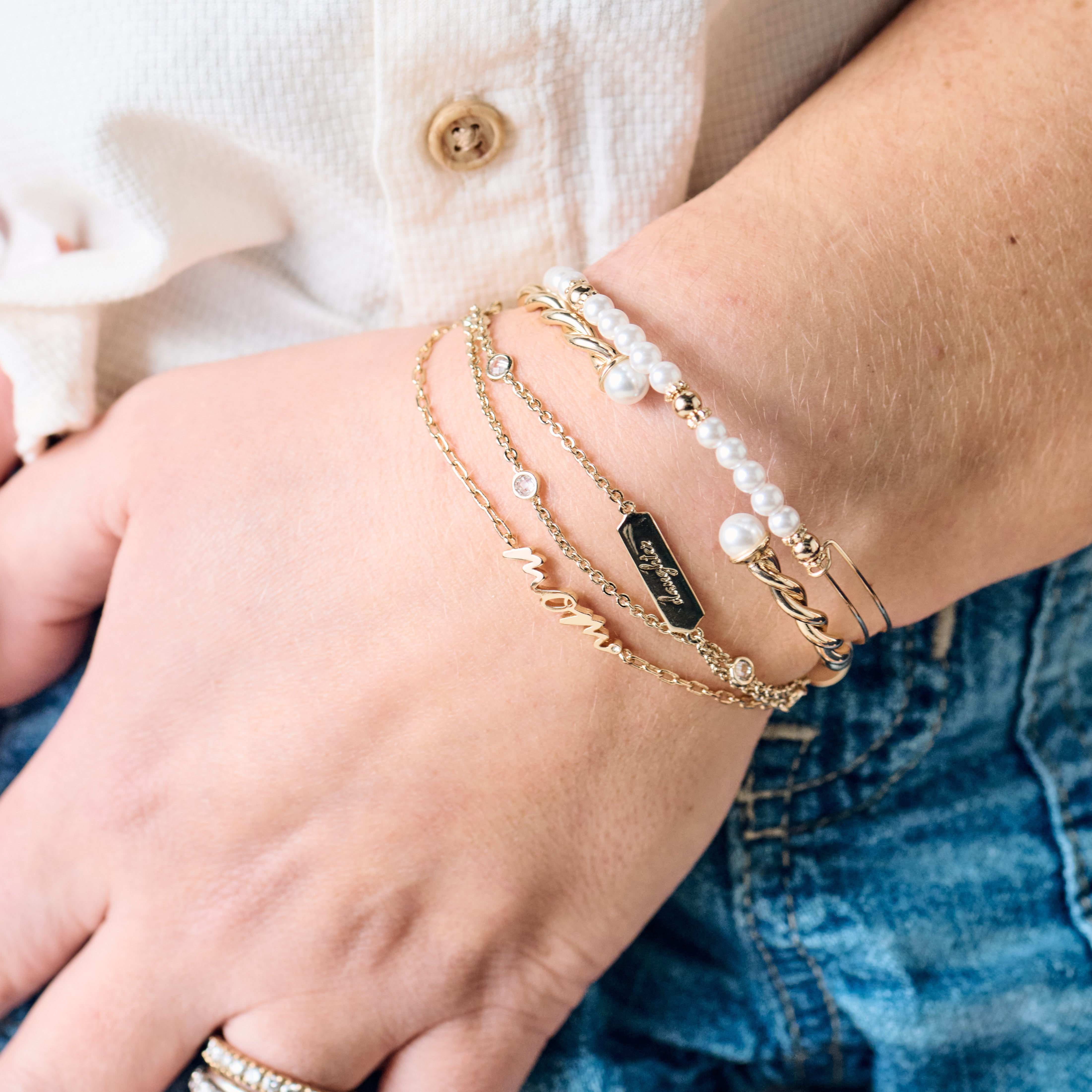 Daughter Infinity Chain Double Strand Bracelet - Aaria Tees Aaria Tees