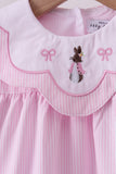 Pink stripe bunny bow embroidery bloomer set - Aaria Tees Aaria Tees