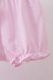 Pink stripe bunny bow embroidery bloomer set - Aaria Tees Aaria Tees