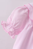 Pink stripe bunny bow embroidery bloomer set - Aaria Tees Aaria Tees