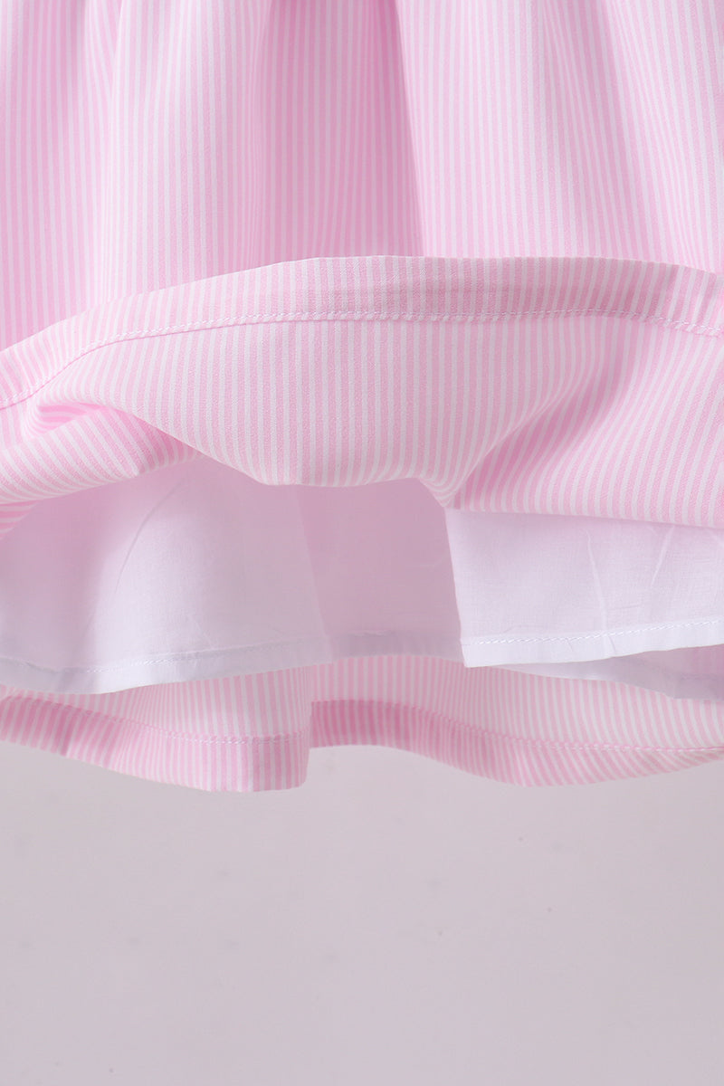 Pink stripe bunny bow embroidery bloomer set - Aaria Tees Aaria Tees