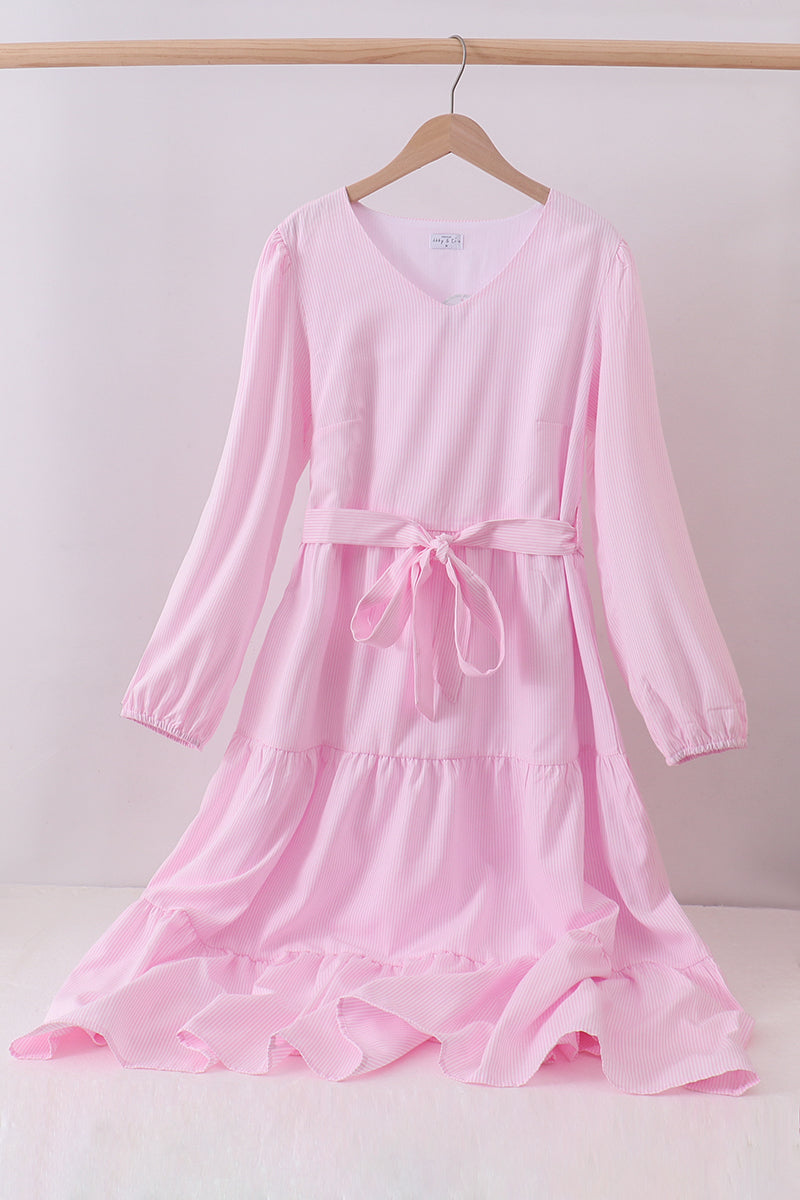Pink stripe tiered maxi dress - Aaria Tees Aaria Tees