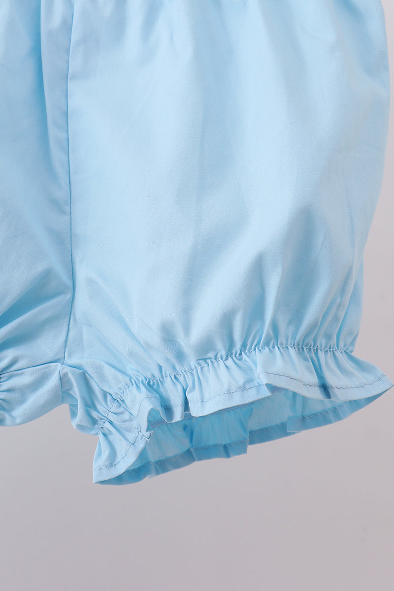 Blue bow ruffle bloomer set - Aaria Tees Aaria Tees