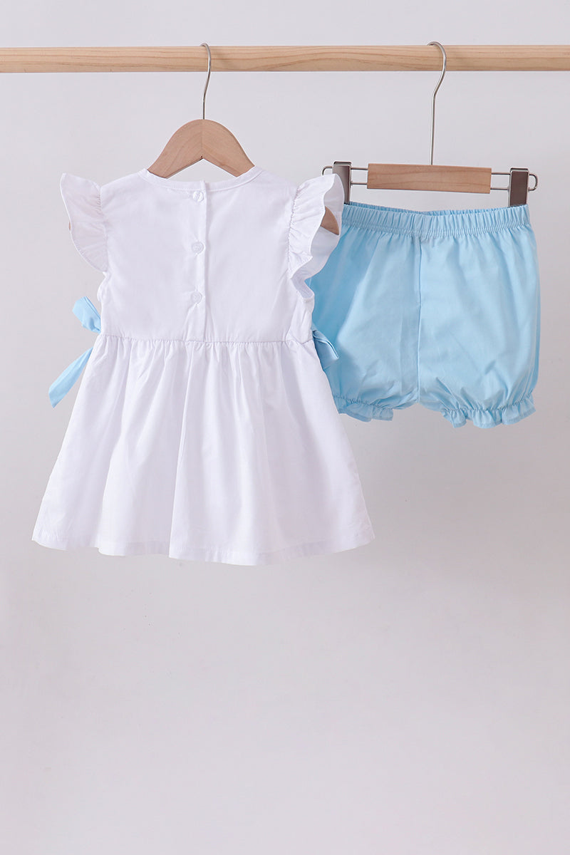 Blue bow ruffle bloomer set - Aaria Tees Aaria Tees
