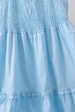 Blue smocked ruffle tiered dress - Aaria Tees Aaria Tees
