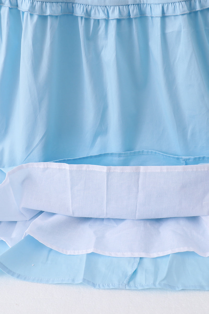 Blue smocked ruffle tiered dress - Aaria Tees Aaria Tees