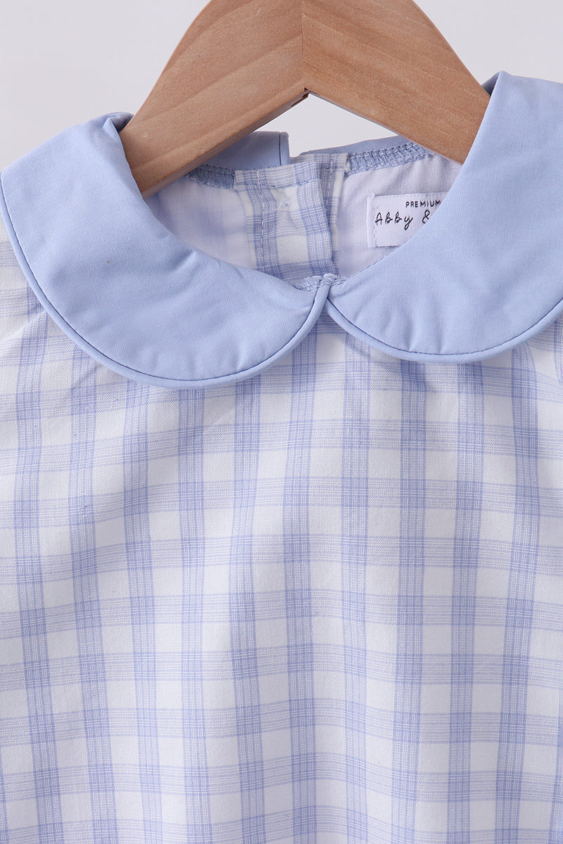 Blue plaid peter pan collar shorts set - Aaria Tees Aaria Tees