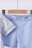 Blue plaid peter pan collar shorts set - Aaria Tees Aaria Tees