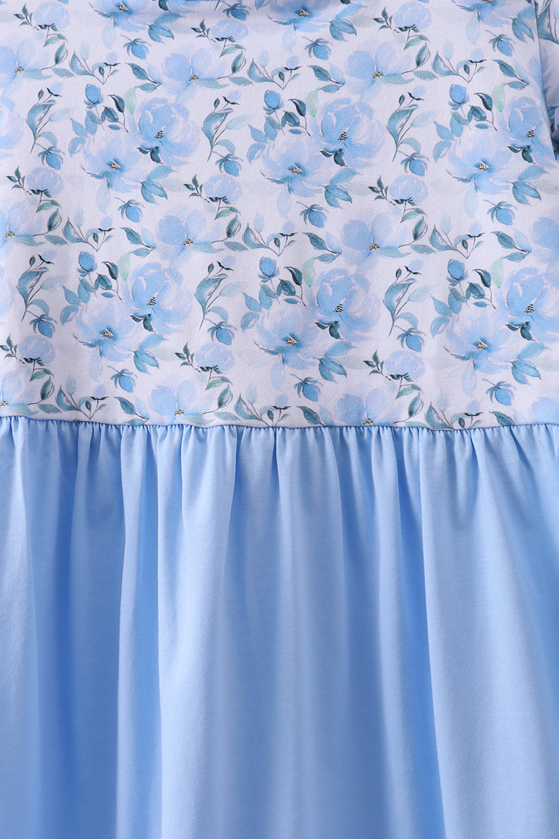 Blue floral ruffle dress - Aaria Tees Aaria Tees