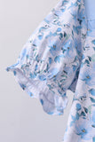Blue floral ruffle dress - Aaria Tees Aaria Tees