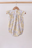 Floral bunny bow embroidery ruffle bubble - Aaria Tees Aaria Tees