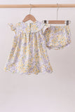 Mustard floral bunny embroidery bloomer set - Aaria Tees Aaria Tees