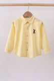 Beige bunny embroidery button down shirt - Aaria Tees Aaria Tees