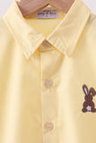Beige bunny embroidery button down shirt - Aaria Tees Aaria Tees
