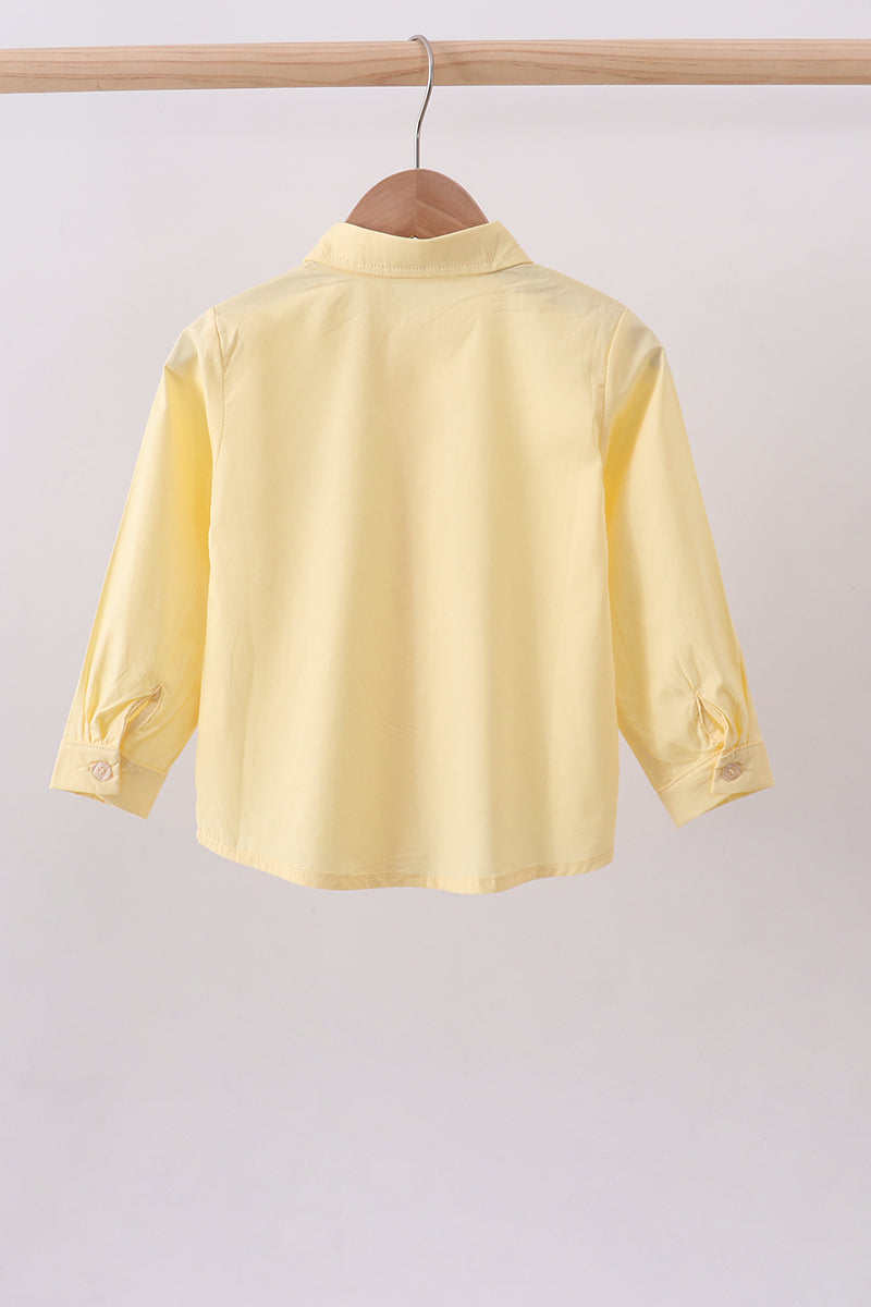Beige bunny embroidery button down shirt - Aaria Tees Aaria Tees