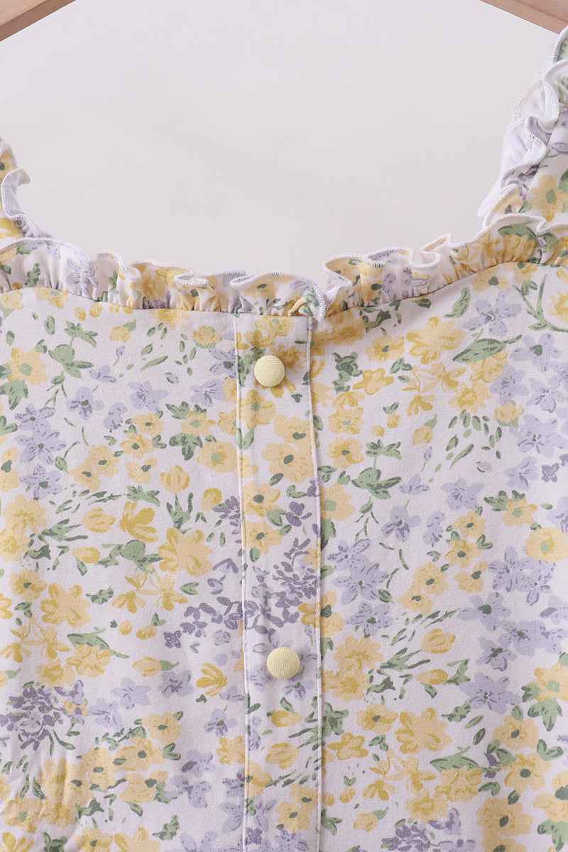 Floral print puff sleeve tiered dress - Aaria Tees Aaria Tees