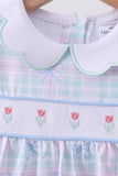 Blue plaid bow floral pants set - Aaria Tees Aaria Tees