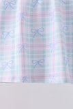 Blue plaid bow floral pants set - Aaria Tees Aaria Tees