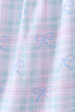 Blue plaid bow floral dress - Aaria Tees Aaria Tees