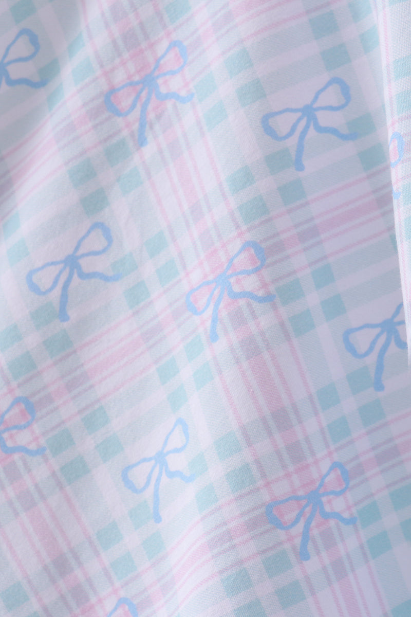 Plaid bow ruffle dress - Aaria Tees Aaria Tees
