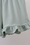 Sage floral cross embroidery ruffle shorts set - Aaria Tees Aaria Tees
