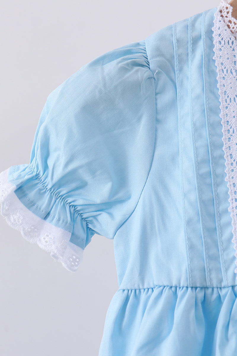 Blue cross embroidery lace dress - Aaria Tees Aaria Tees
