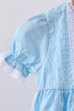 Blue cross embroidery lace dress - Aaria Tees Aaria Tees