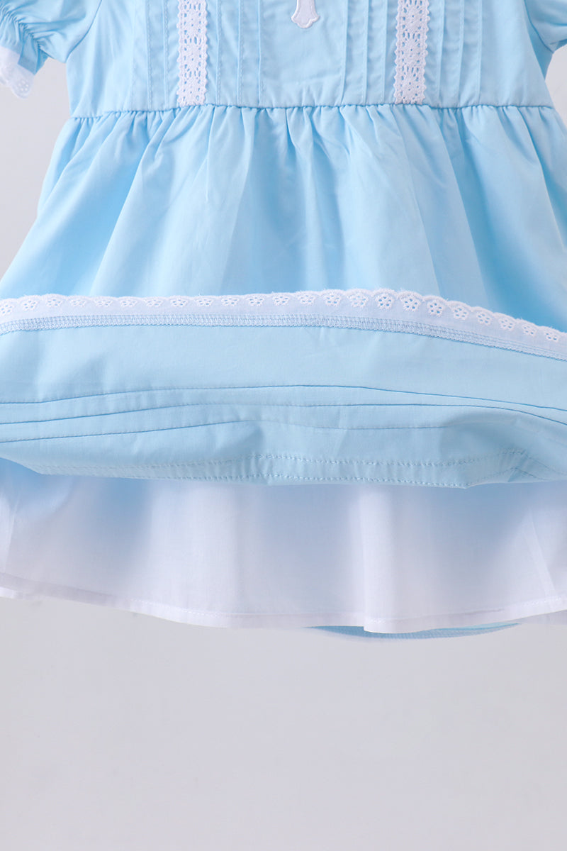 Blue cross embroidery lace dress - Aaria Tees Aaria Tees