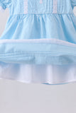 Blue cross embroidery lace dress - Aaria Tees Aaria Tees