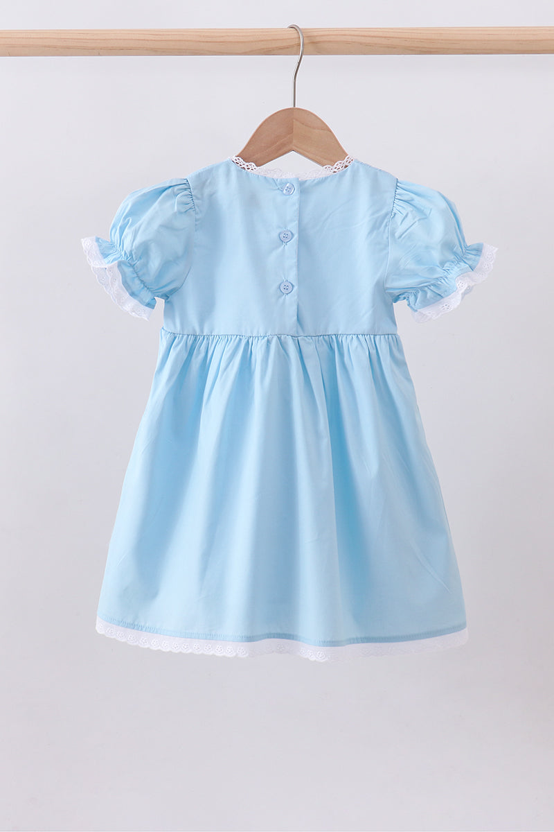 Blue cross embroidery lace dress - Aaria Tees Aaria Tees