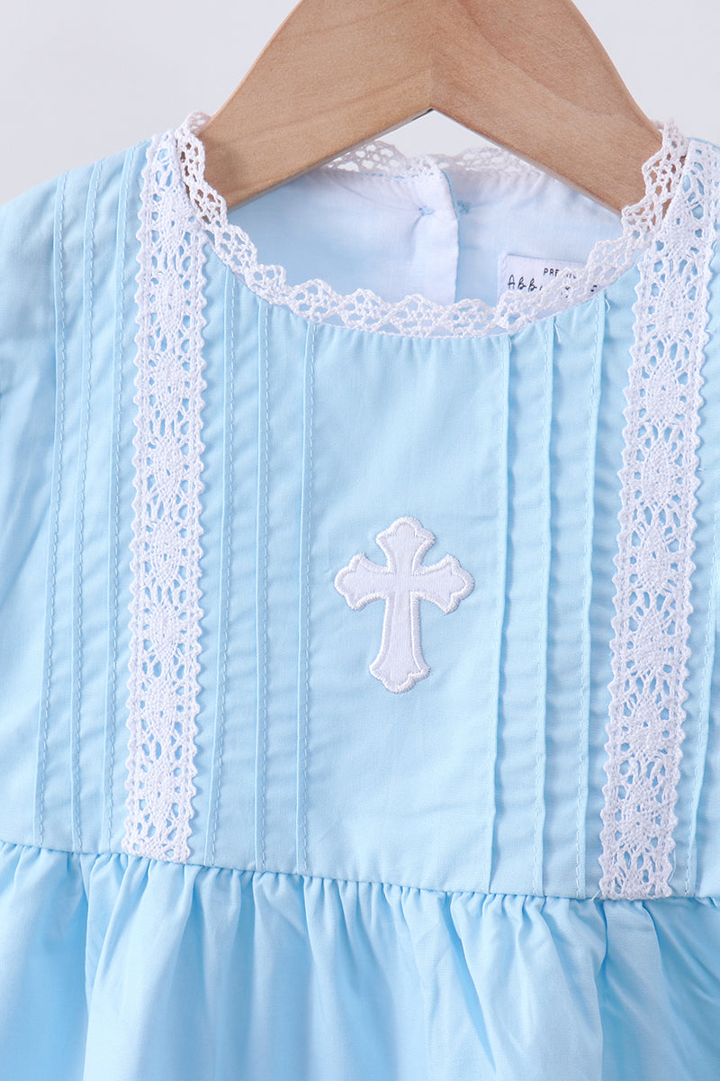 Blue cross embroidery lace pants set - Aaria Tees Aaria Tees