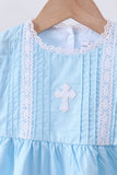 Blue cross embroidery lace pants set - Aaria Tees Aaria Tees