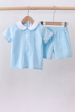 Blue cross embroidery shorts set - Aaria Tees Aaria Tees