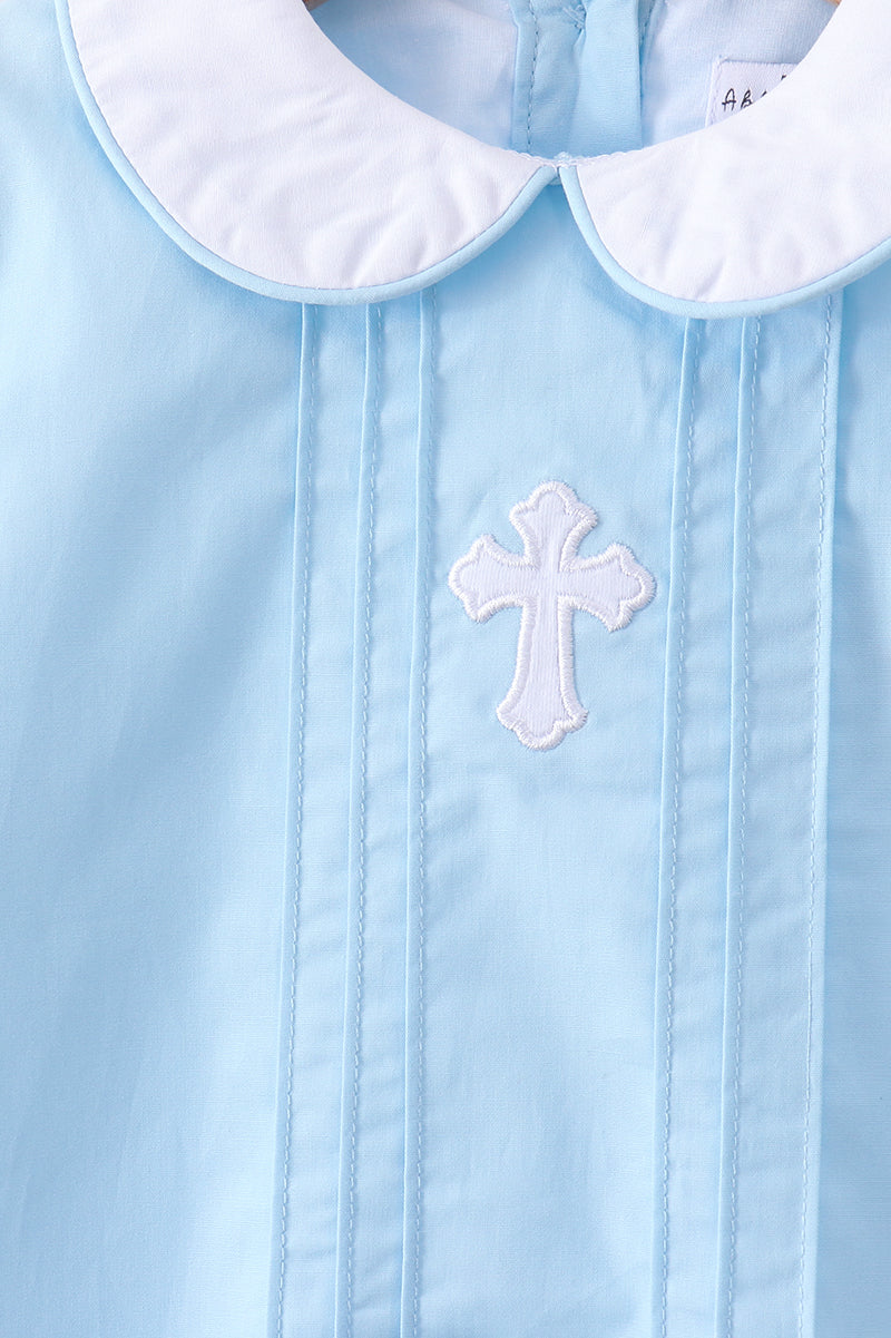 Blue cross embroidery shorts set - Aaria Tees Aaria Tees
