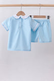 Blue cross embroidery shorts set - Aaria Tees Aaria Tees
