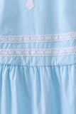 Blue cross embroidery ruffle tiered dress - Aaria Tees Aaria Tees
