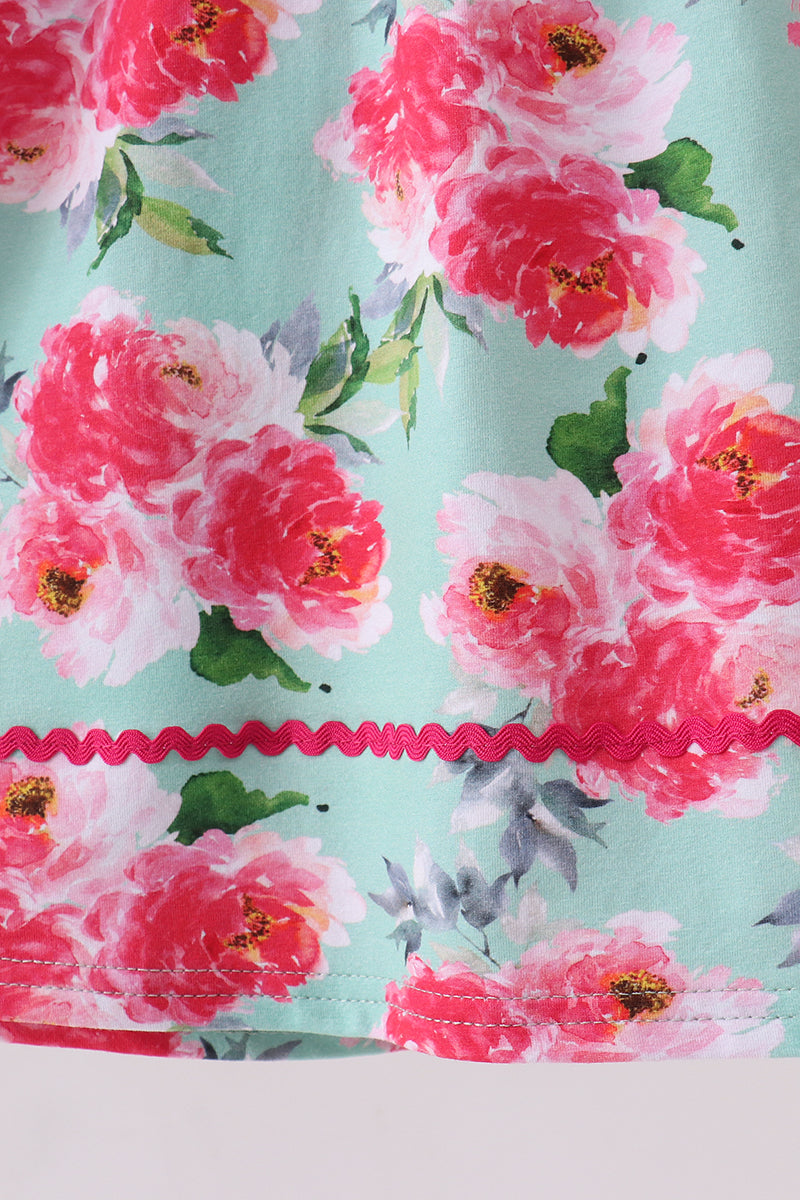 Pink floral I love Dad embroidery dress - Aaria Tees Aaria Tees