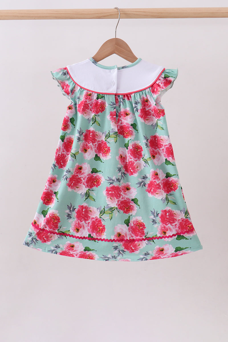 Pink floral I love Dad embroidery dress - Aaria Tees Aaria Tees