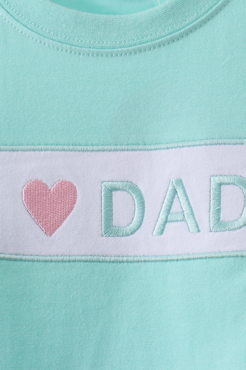 Mint I love Dad plaid shorts set - Aaria Tees Aaria Tees