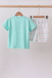 Mint I love Dad plaid shorts set - Aaria Tees Aaria Tees