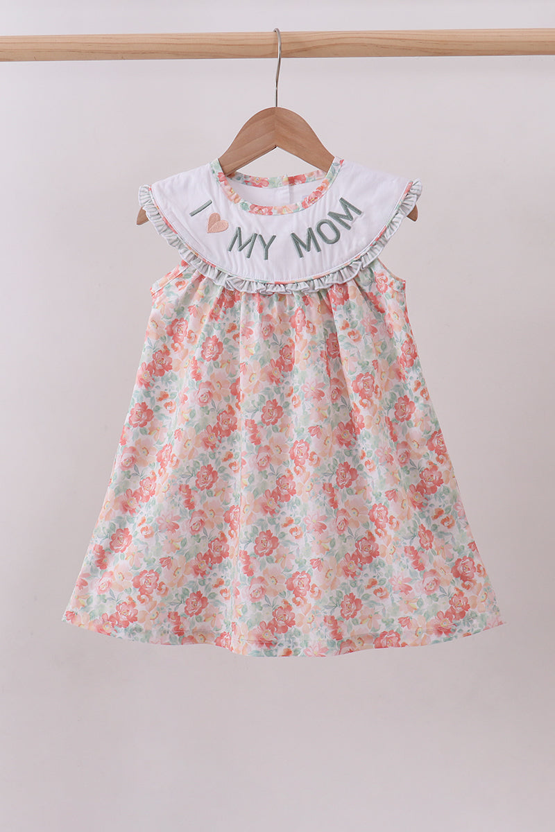 Floral I love my mom embroidery dress - Aaria Tees