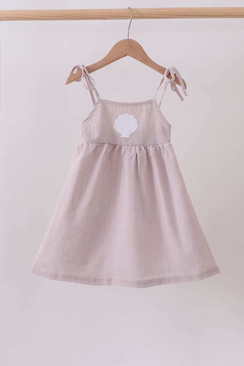 Latte stripe shell applique dress - Aaria Tees Aaria Tees