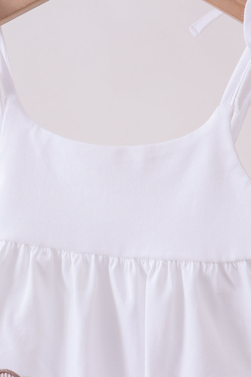 Ivory shell embroidery ruffle shorts set - Aaria Tees Aaria Tees