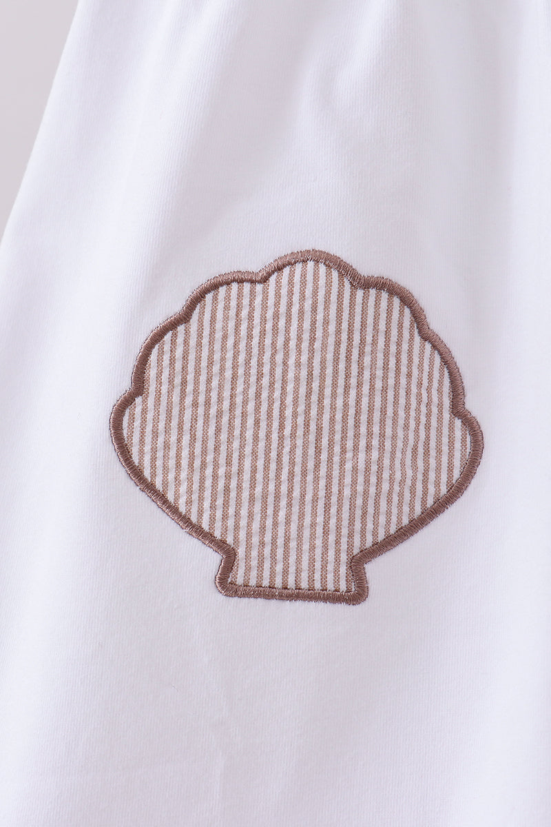 Ivory shell embroidery ruffle shorts set - Aaria Tees Aaria Tees
