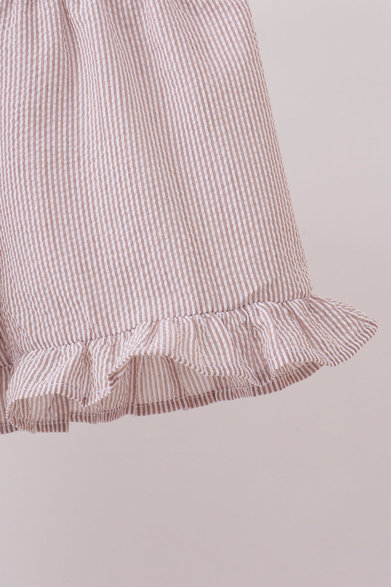 Ivory shell embroidery ruffle shorts set - Aaria Tees Aaria Tees