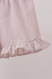 Ivory shell embroidery ruffle shorts set - Aaria Tees Aaria Tees