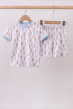 Blue ice cream print bamboo pajama set - Aaria Tees Aaria Tees